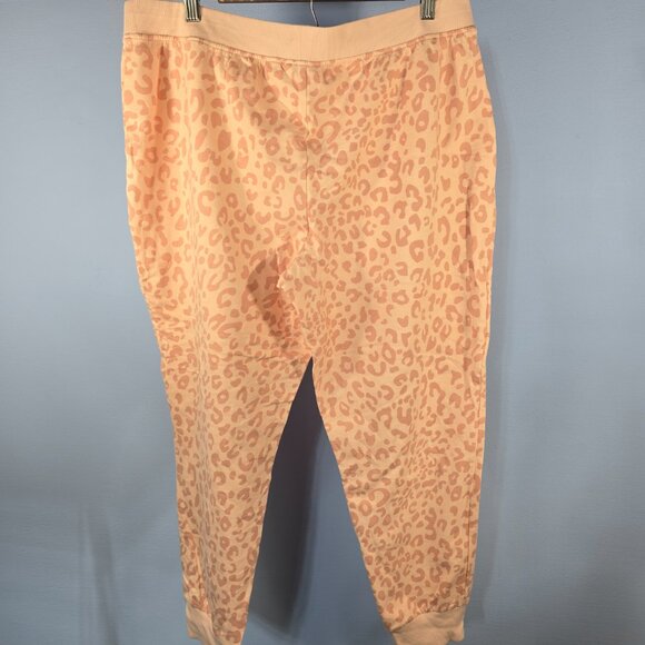 NWOT Denim and Company Beige and Pink Leopard Print Jogger Pants Size L (Q-3) - Picture 4 of 5